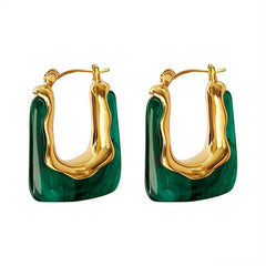 Nicolette Vintage-Inspired Resin Geometric Huggie Earrings