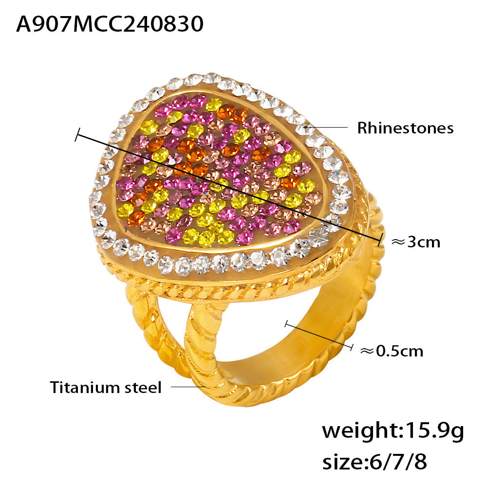 18K Gold-Plated Multicolor Teardrop Statement Ring