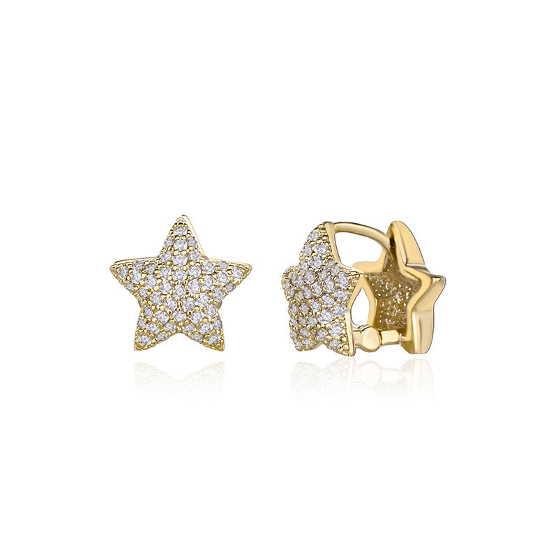 Camille Minimalist Pavé Star Stud Earrings