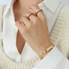 18K Gold-Plated Patterned Clasp Bracelet