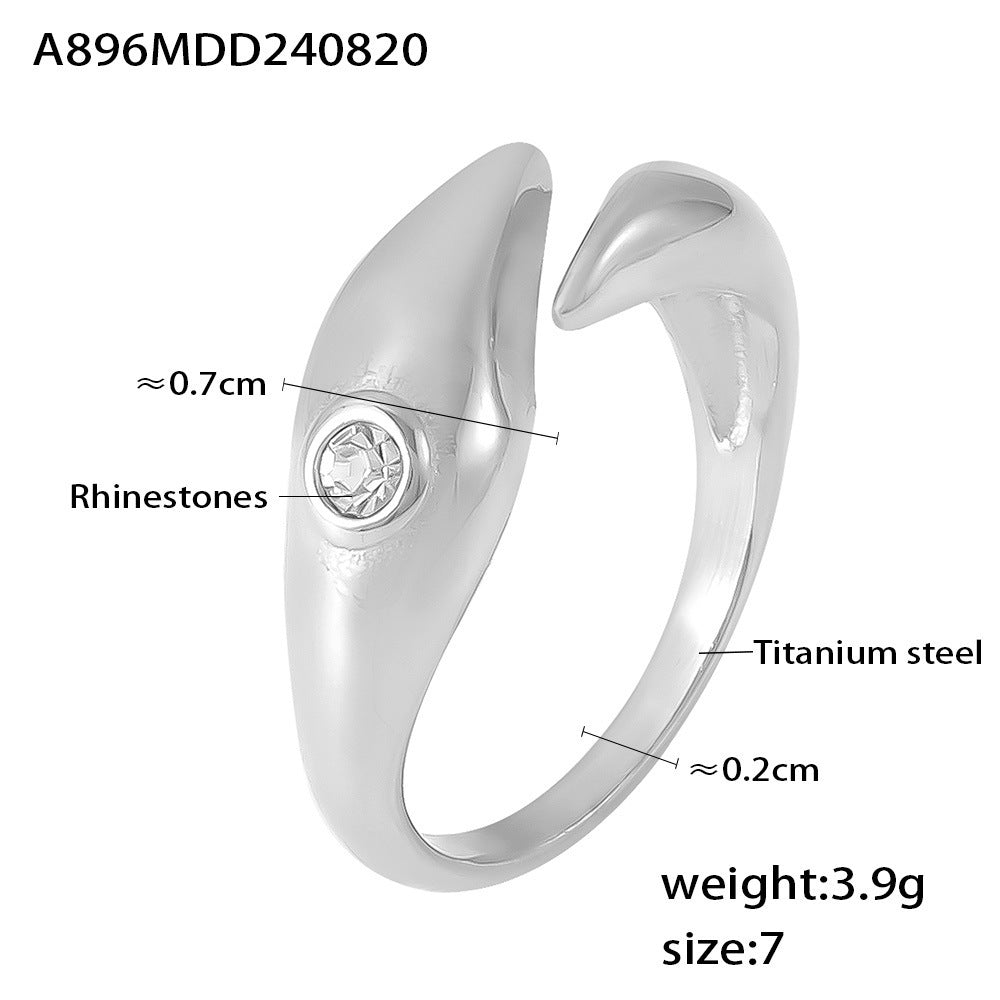 18K Gold-Plated Sculptural Stone-Accent Open Ring
