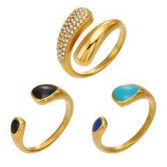 Enamel and Cubic Zirconia Open Ring Designs