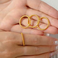 Gold-Tone Beaded Band Ring