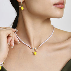 Lemon & Daisy Pearl-Look Necklace & Pendant