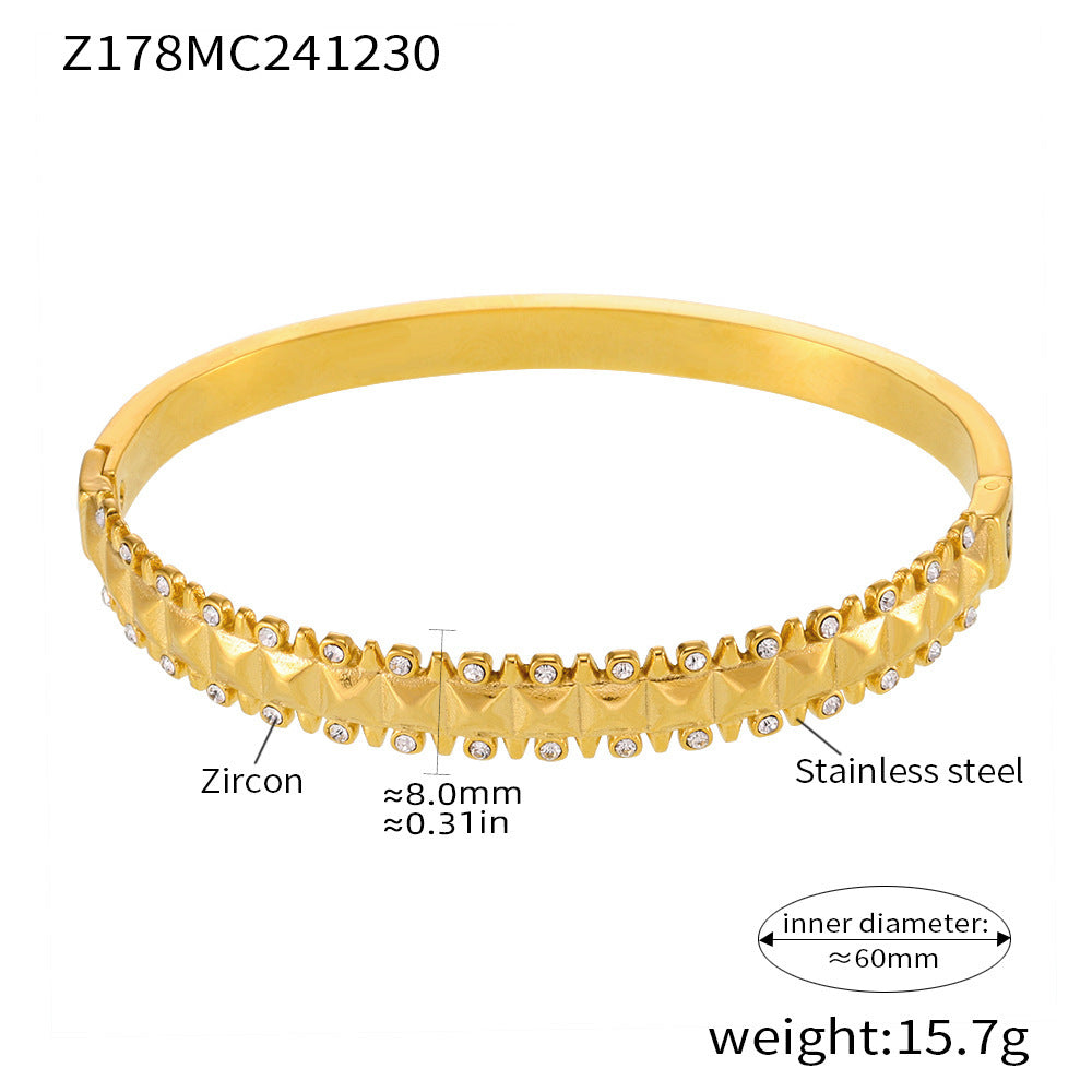 18K Gold-Plated Sculptural Bangle Bracelet