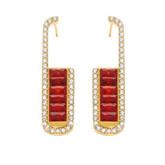 Cubic Zirconia Rectangular Drop Earrings