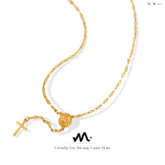 Coin and Cross Charm Necklace