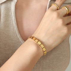 18K Gold-Plated Lettered Square Link Bracelet