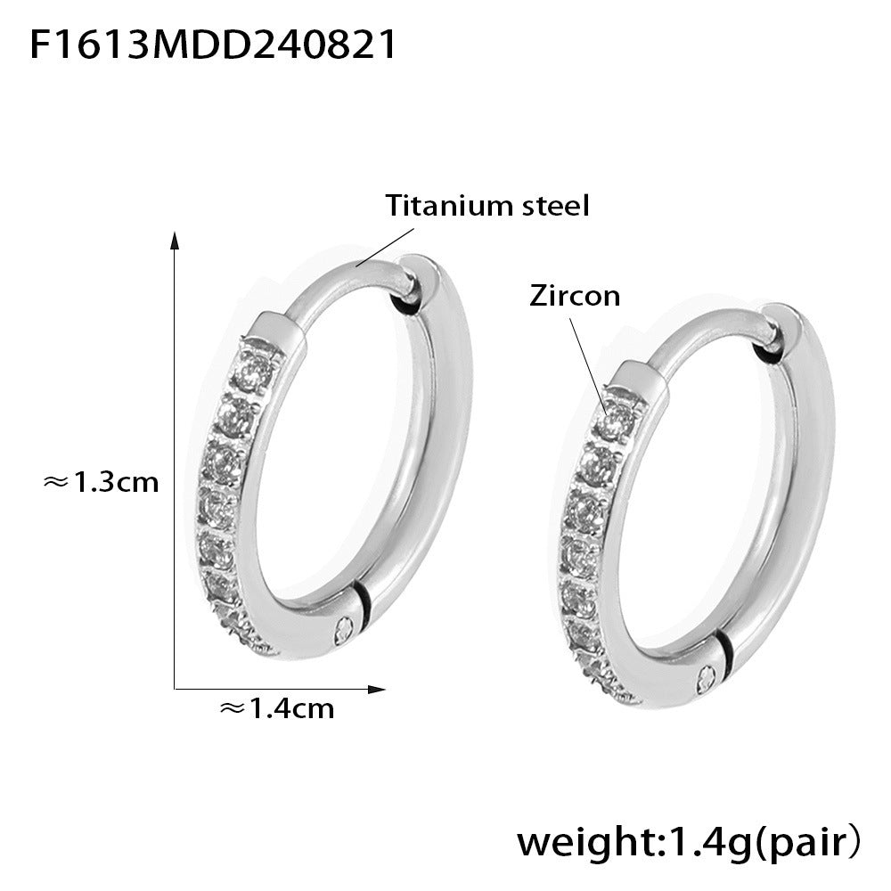 Cubic Zirconia Small Stainless Steel Hoop Earrings