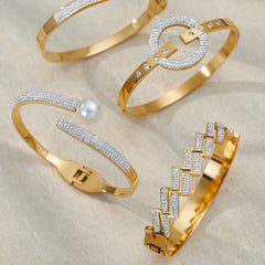 Sparkling Geometric Bangle Bracelet
