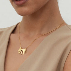 18K Gold-Plated Bar Fringe Snake Chain Necklace