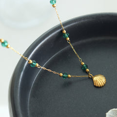 18K Gold-Plated Seashell Bead Necklace and Bracelet