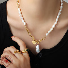 18K Gold-Plated Freshwater Pearl Heart Necklace