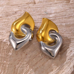 Two-Tone Sculptural Geometric Stud Earrings