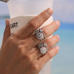 Cubic Zirconia Cactus Open Ring
