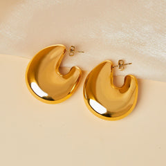 Rounded Hollow U-Hoop Stainless Steel Earrings