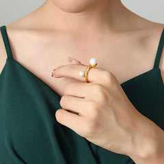 Twisted Pearl-Look Accent Ring