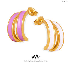Double-Curve Enamel Stud Earrings
