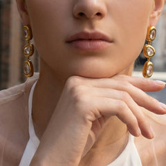 18K Gold-Plated Cubic Zirconia Triple Drop Earrings