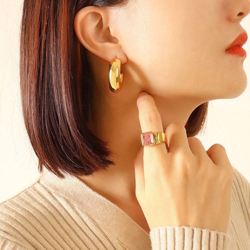 Polished Rounded Hoop Earrings