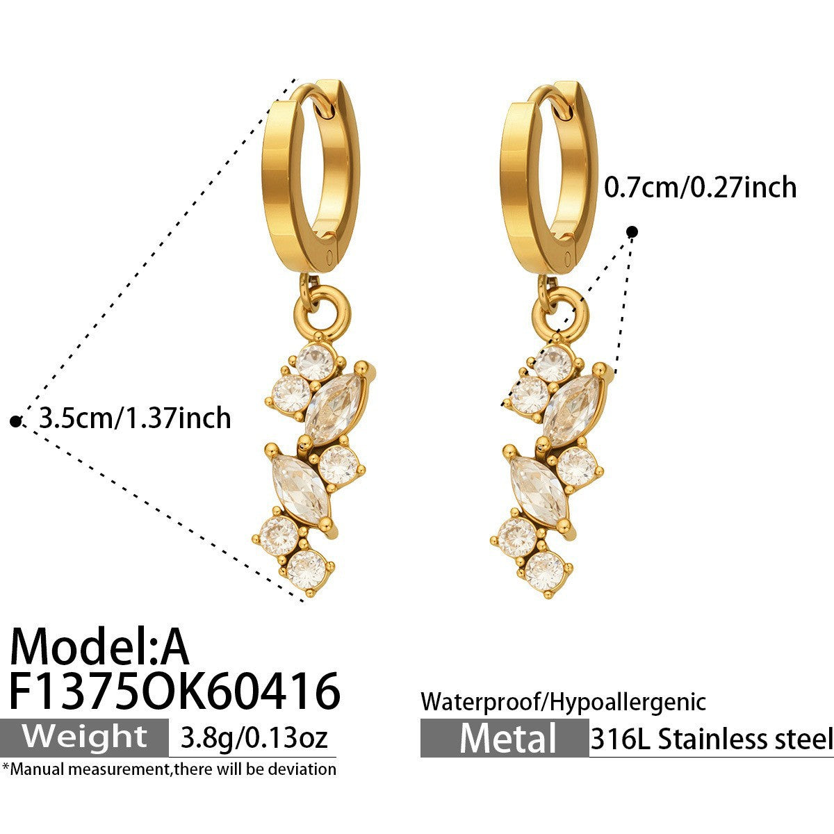 Cubic Zirconia Cluster Drop Earrings & Pendant
