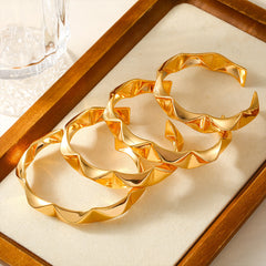 18K Gold-Plated Faceted Open Cuff Bracelet