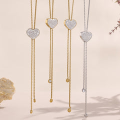 Heart Cubic Zirconia Long Lariat Necklace