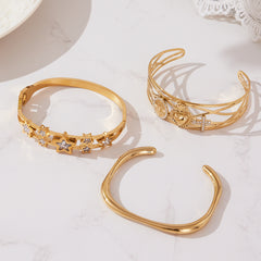 18K Gold-Plated Star and Openwork Bangle Designs