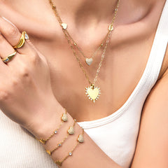 18K Gold-Plated Cubic Zirconia Heart Jewelry