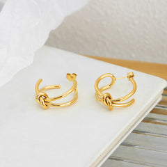 Knotted Stainless Steel Hoop Earrings