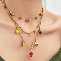 18K Gold-Plated Strawberry Charm Jewelry