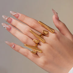 18K Gold-Plated Sculptural Bar Open Ring