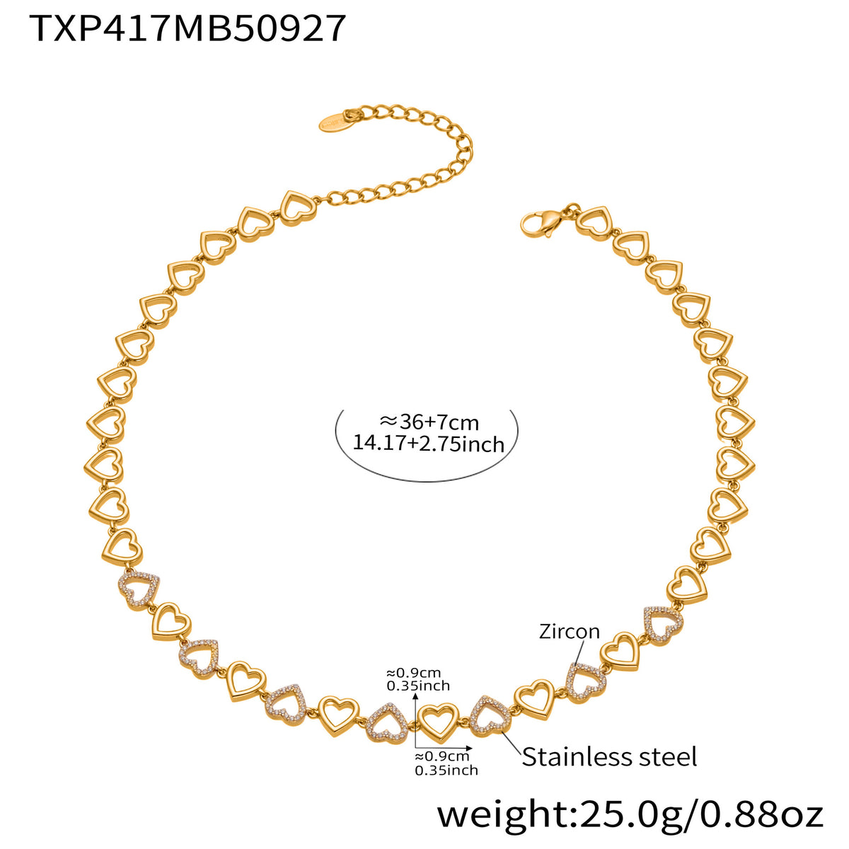 18K Gold-Plated Cubic Zirconia Heart Necklace & Bracelet