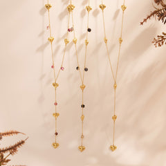 Heart & Agate Long Y-Shaped Necklace