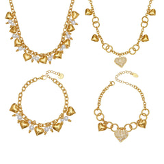 18K Gold-Plated Heart Link Necklace or Bracelet