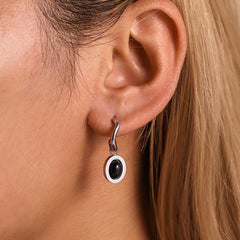 18K Gold-Plated Oval Agate Drop Earrings