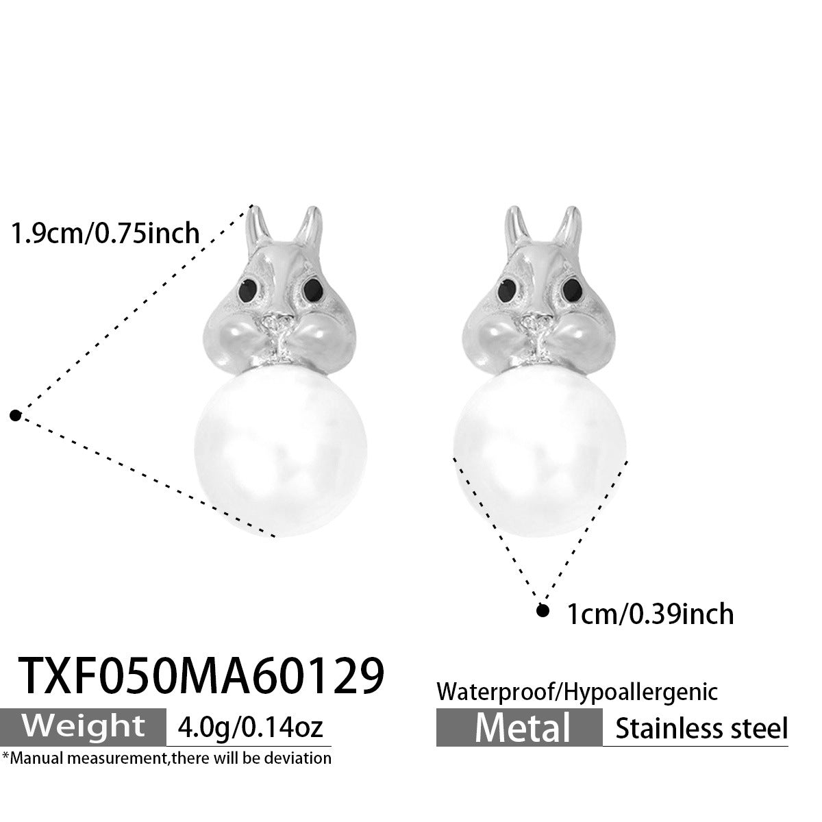 Squirrel Pearl-Look Pendant Necklace & Earrings