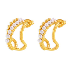 18K Gold-Plated Openwork Faux Pearl Earrings