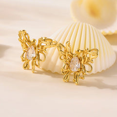 18K Gold-Plated Cubic Zirconia Butterfly Ear Cuff — Single