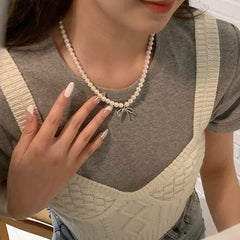 Camille Romantic Pearl Bow Necklace