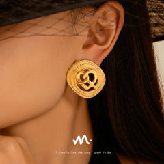 Textured Openwork Heart Stud Earrings