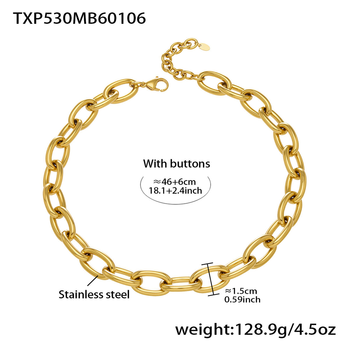 18K Gold-Plated Bold Rounded Link Jewelry