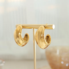 18K Gold-Plated Polished Crescent Hoop Earrings