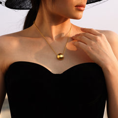 Gold-Tone Polished Rounded Pendant Necklace