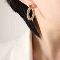 Stone-Set Multi-Row Hoop Earrings