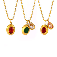 18K Gold-Plated Cubic Zirconia Drop Charm Necklace