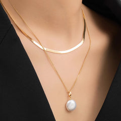 Daphne Pearl Snake Layered Necklace