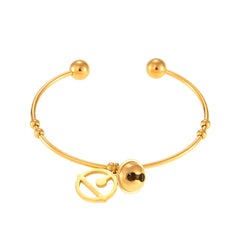 Bell Charm Open Stainless Steel Bangle