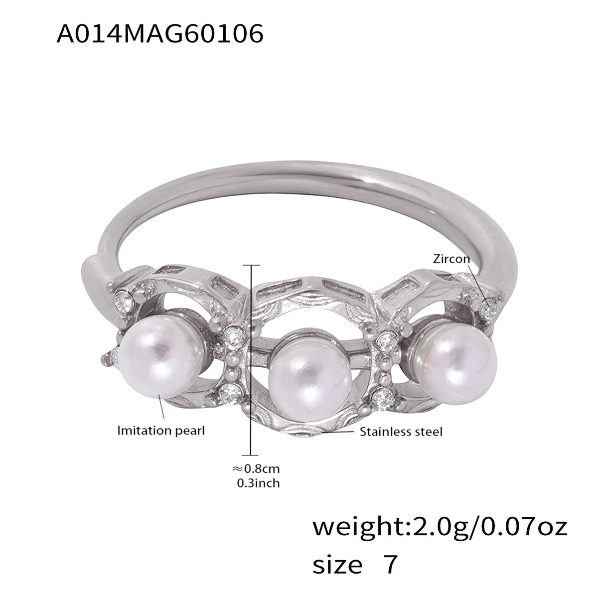 18K Gold-Plated Shell Pearl-Look Open Ring