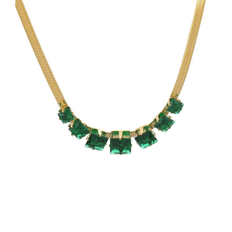 Daphne Vintage-Inspired Emerald-Tone Pavé Choker Necklace